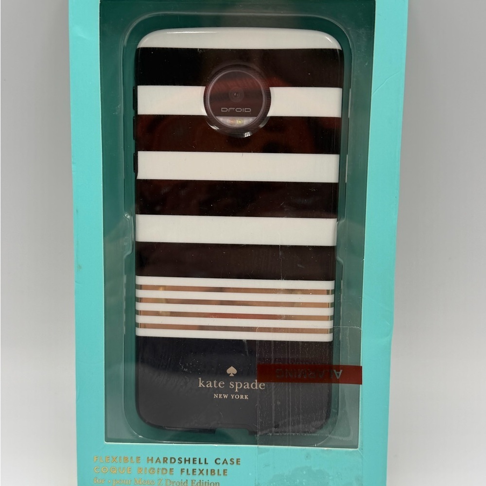 kate spade Black, White & Gold Striped Hardshell Phone Case